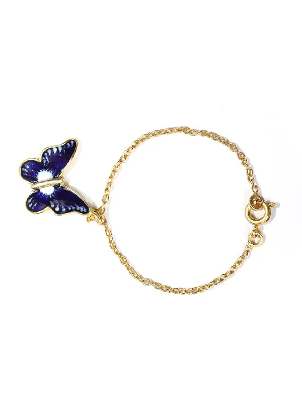 Women's Blue Butterfly Gold Plated Watch Charm - Priyaasi