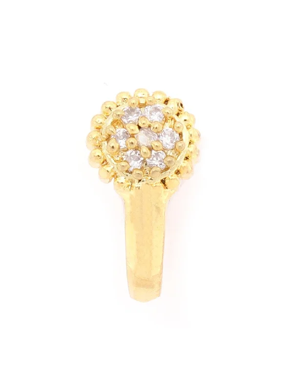 Women's  American Diamond Studded Gold Nose Ring - Priyaasi