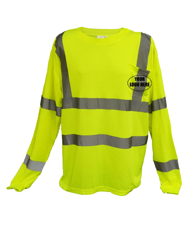 ANSI Class 3 Reflective Long Sleeve Shirt with Pocket and Logo -XL Only