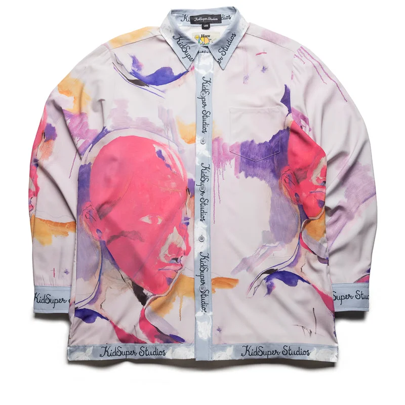 KidSuper Printed Satin Shirt - White/Multi