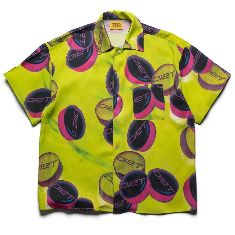 Diet Starts Monday Pill Button Up Shirt - Volt Green