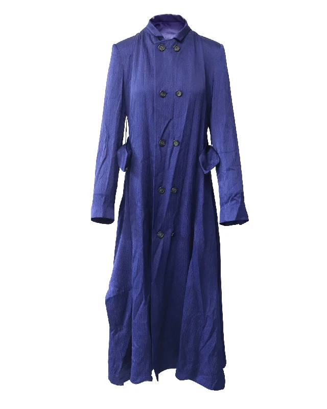 Roland Mouret Double Breasted Coat in Blue Acrylic