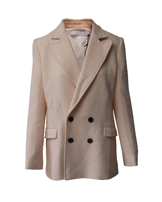 Roland Mouret Gilroy Double Breasted Jacket in Pastel Pink Wool